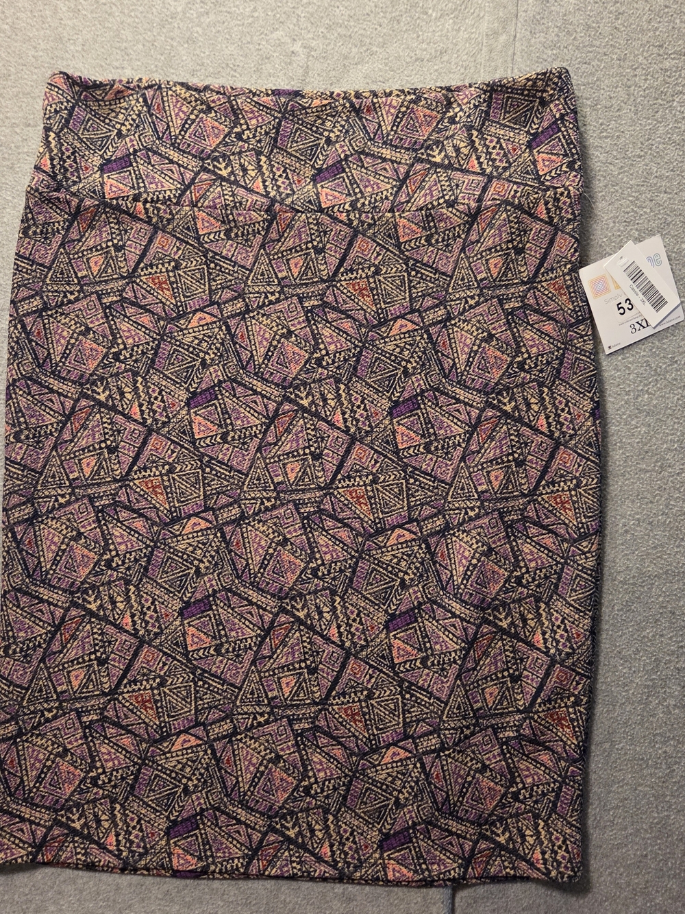 LuLaRoe Pink, Purple & Black Geometric Pencil Skirt 3XL NWT